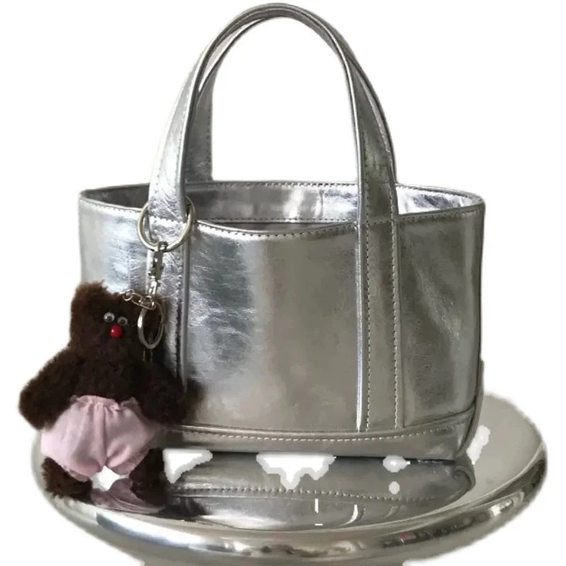 Lunivop   New Faionable Silver Large Capaci Tote Bag Women's Practical Handbag Trendy Casual oulder Bag for Youth