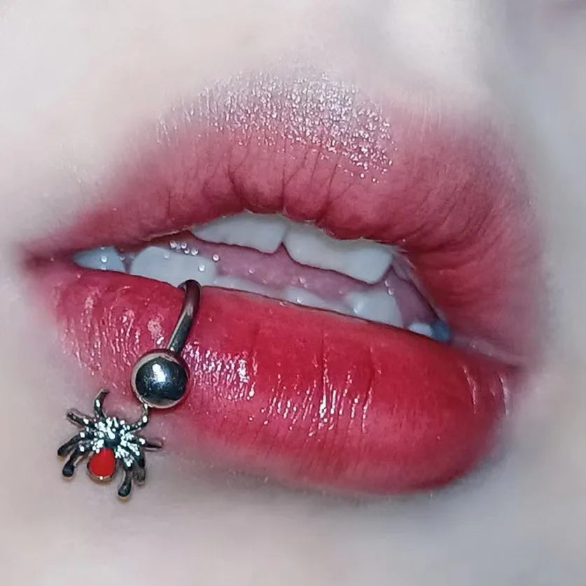 Lunivop 1PC Steel Titanium Lip Ring Silver Color Spider Labret Rings Piercing Punk Black Nose Tongue Piercing Jewelry