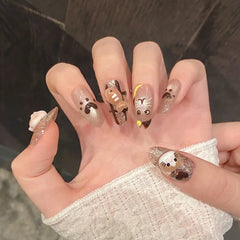 Lunivop  10pcs Handmade Beautiful press on Nails Cat Cartoon Cute False Nails with Sticky Tabs Kawaii Fingernails Fake Paste Nails