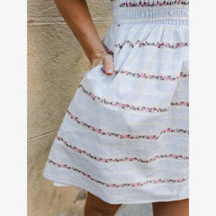 Lunivop  Women Chic Square Neckline Stripe Jacquard Puff Sleeve Dress Elegant Waist-cinching A-line Slim Fit Dresses New Party Wears