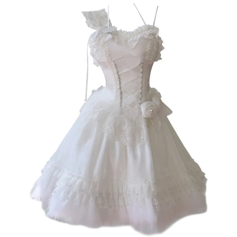 Lunivop  Fashion Women Dress Short Sleeve Strapless Lace Patchwork Female Summer Party Dresses New Tide