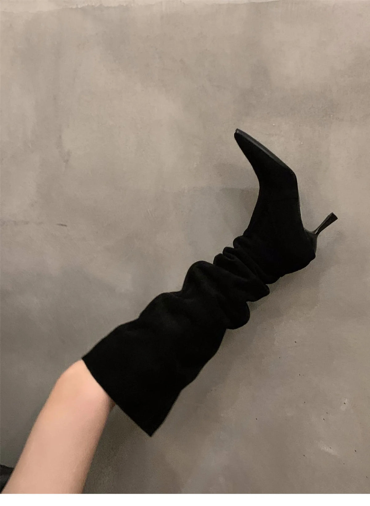 Lunivop New Sexy High Heel Women Knee High Boots Fashion Pleated Slip on Shoes Autumn Winter Ladies Knight Long Boot Botas De Mujer