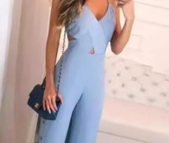 Lunivop  Women's Summer New Solid Casual Cross Suspender Jumpsuit Temperament Commuting Woman Fashion Sleeveless Long Jumpsuits