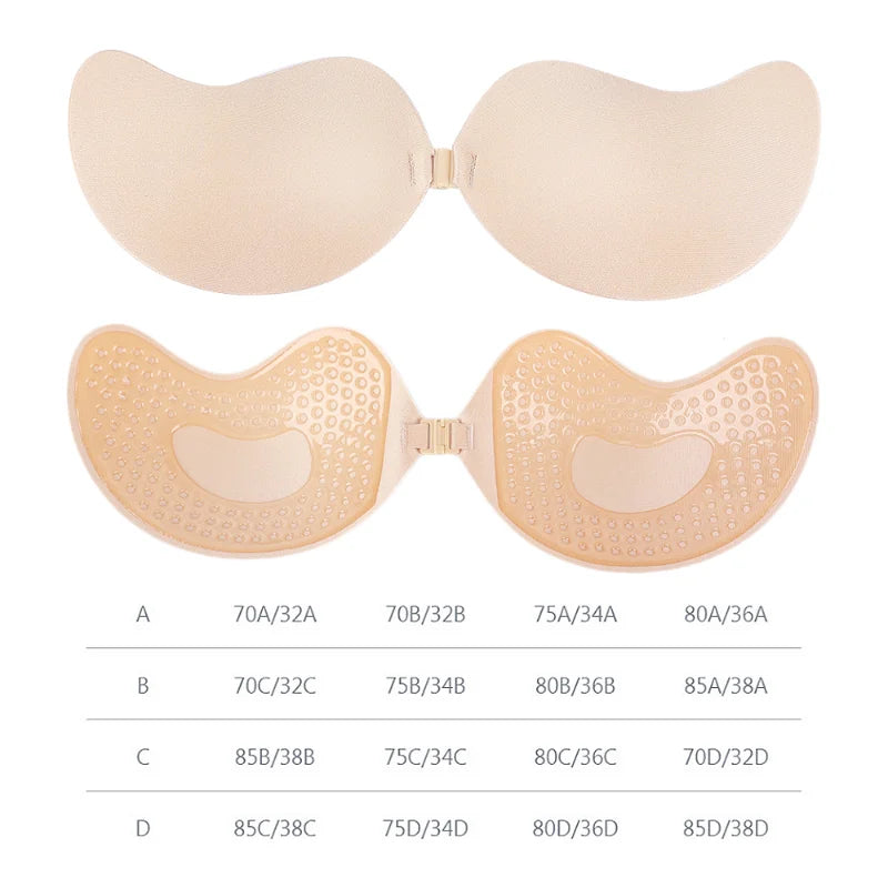 Lunivop Invisible Push Up Bra for Women Backless Strapless Bra Seamless Front Closure Bralette Underwear Silicone Self-Adhesive Bra Pads