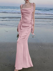 Lunivop  Sweet Pink Backless Womens Dresses Sexy Spaghetti Strap Sleeveless Wedding Evening Dress Elegant Gown Female Split Vestidos New