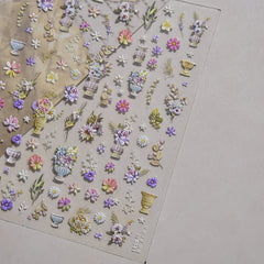 Lunivop  Lace Garden Bowknot Bow Tie Rose Flower Petal Pearl Irregular Border Self Adhesive 5D Nail Art Decoration Sticker Manicure Decal