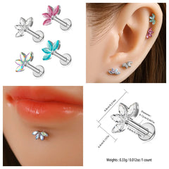 Lunivop  4pcs Professional Piercing Kit,  Zirconia Flat Back Labret Lip Cartilage Studs, Bulk Supply for Jewelry Stores