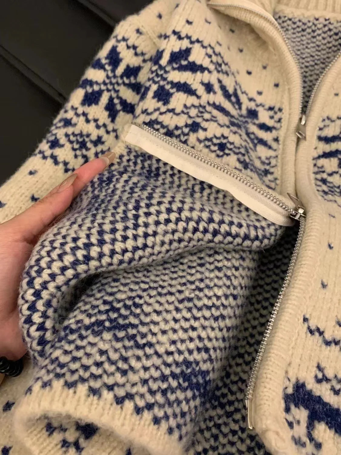 Lunivop Knit Zip Up Cardigan Women Cozy Fair Isle Zipper Front Sweater Jacket Teen-Girl Fall Winter Casual Chic Outfit