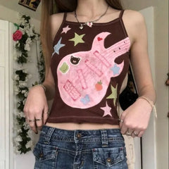 Lunivop  Gothic Harajuku Hip Hop Constrast Color Summer Tank Top Y2k Aesthetic Cute All Match High Street Top American Fashion Punk Camis