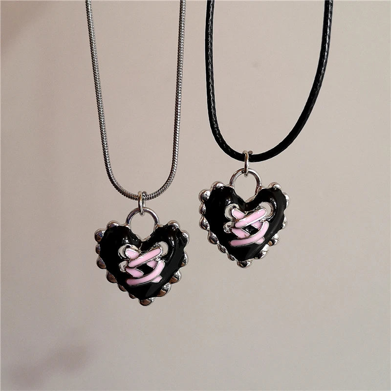 Lunivop Gothic Punk Heart Pendant Choker Snake Chain Rope Chain Necklace For Women Y2k Aesthetic Vintage 2000s Jewelry Scene Accessories