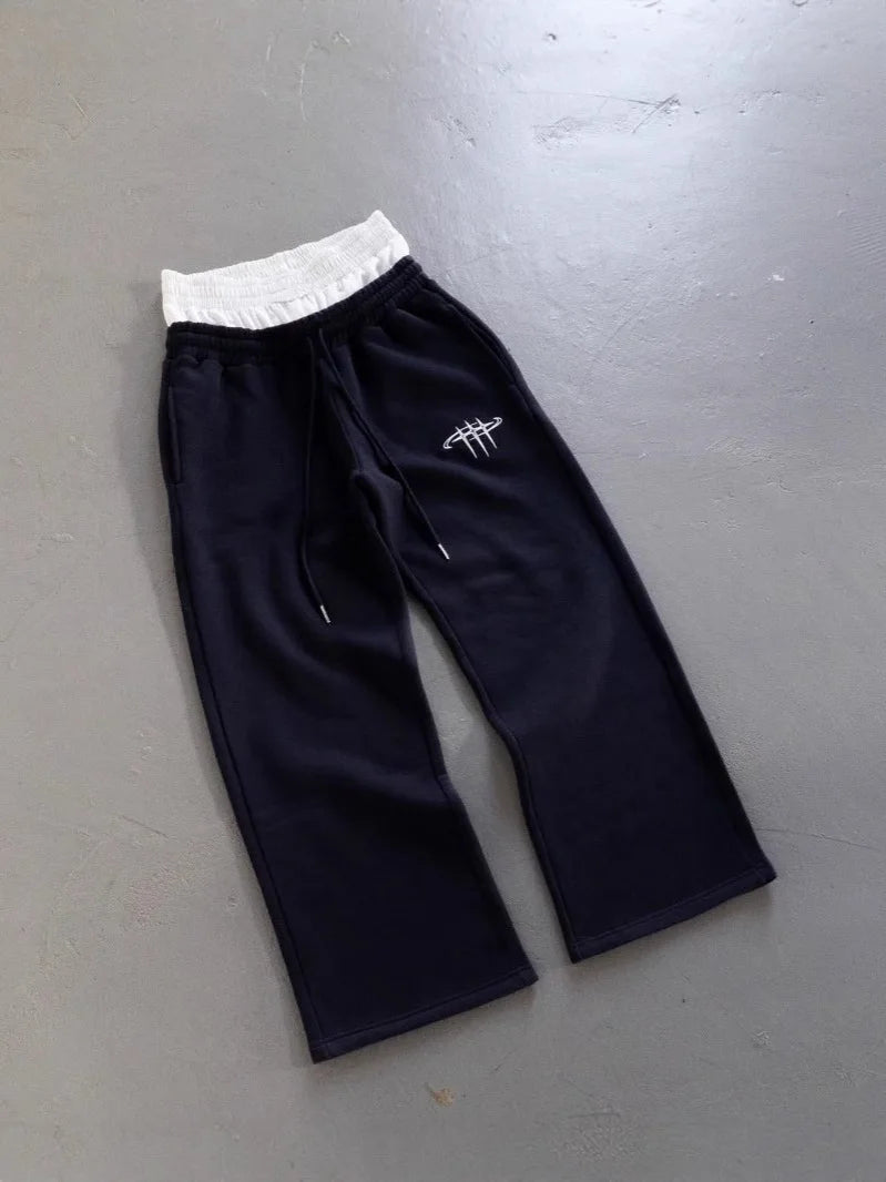Lunivop  Hip-hop Vintage Aesthetics 2000s American retro style street Harajuku loose casual double waisted pants fake two piece Sweatpant
