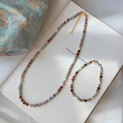 Lunivop Handmade Woven Natural Stone Beadeds Chain Pearl Pendant Necklace Luxurious Accessories For Women's Necks Fashion Jewelry