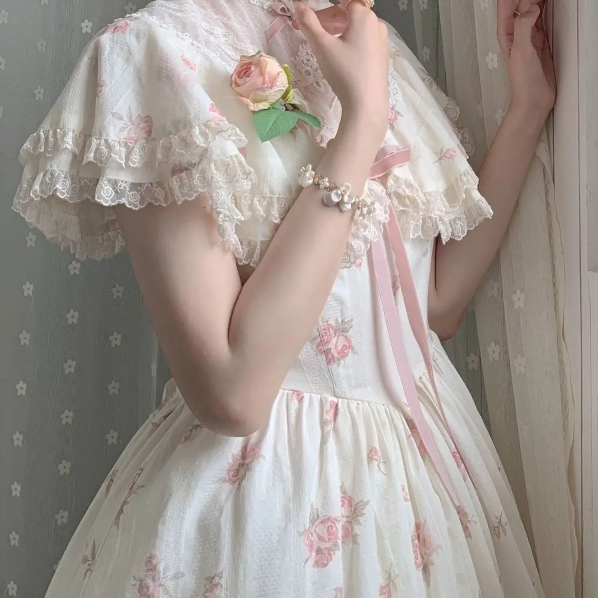 Lunivop Palace Style Princess Dress Lace Flower Fairy Summer Vintage Frock Lolita Romantic Victorian Ceremonial Dresses Female