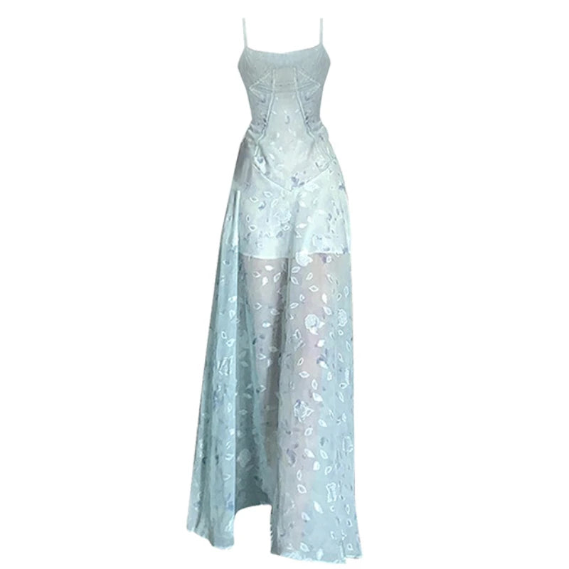 Lunivop Elegant Floral Fairy Dress Women Casual Sweet Y2k Clothing Sexy Strap Dress Even Party One Piece Dress Korean Chic Sleeveless