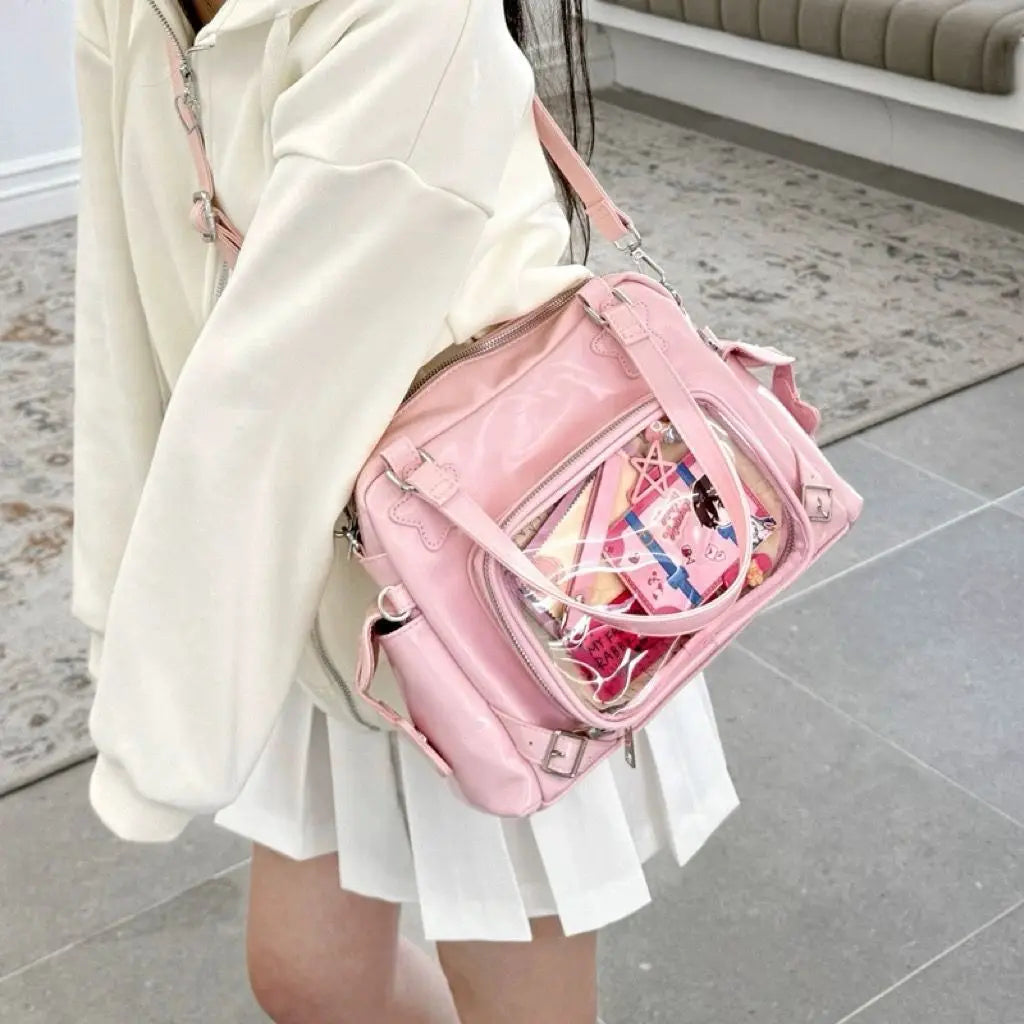 Lunivop Harajuku Pink Ita Bags Purse Women Lolita Shoulder Underarm Bag Ladies Japanese Transparent Large Capacity Handbag Y2k