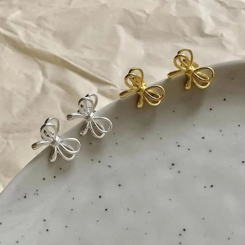 Lunivop New Trendy Sweet Lovely Bow Stud Earrings for Women Girls Cute Earrings Party Jewelry Gift