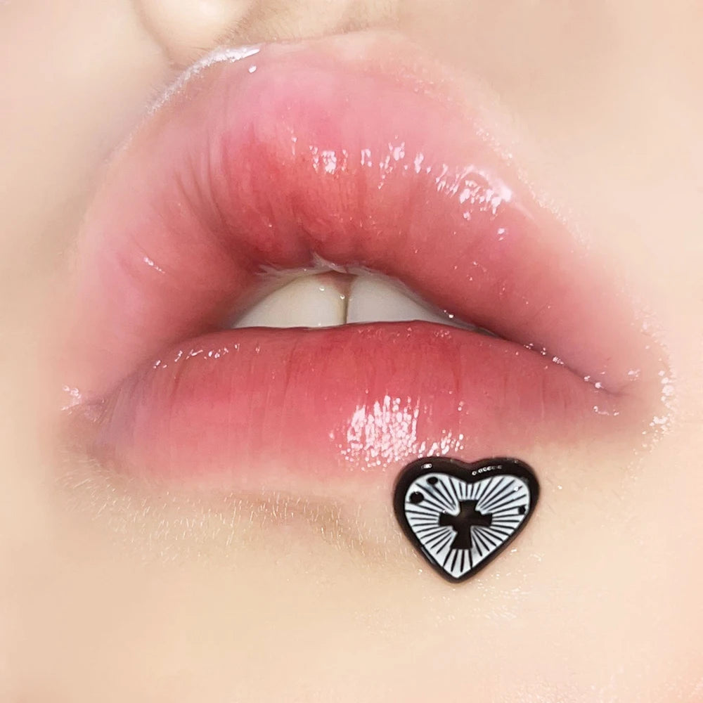 Lunivop  1pc Gothic Love Heart Cross Lip Stud Y2K Ins Fashion Balck Gold Color Stainless Steel Labret Piercing Cartilage Body Jewelry