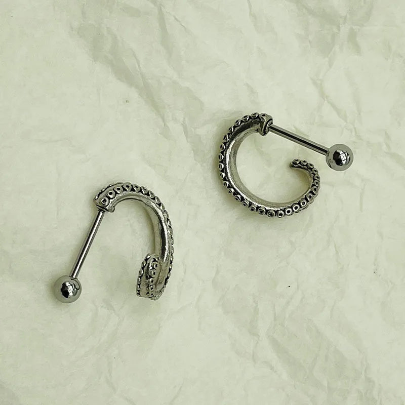 Lunivop Surgical Steel Octopus Tentacle Cartilage Earrings Squid Labret Lip Ring Piercing Eyebrow Tongue Piercing Jewelry