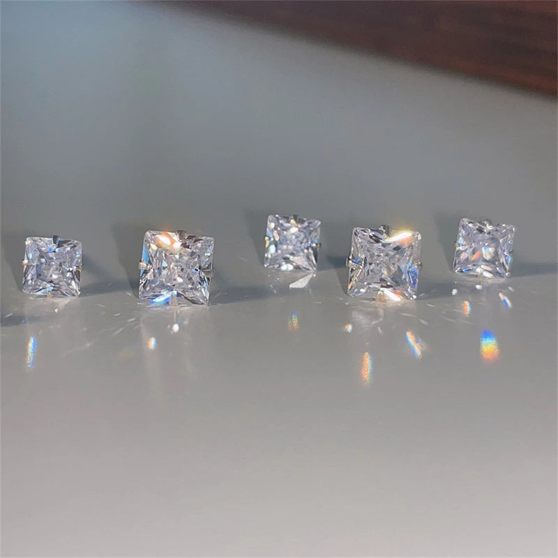 Lunivop 1PCS Classical Shiny Square Zircon Stainless Steel 1.2MM Ball Screws Earrings Ear Bone Nail Piercing Body Jewelry