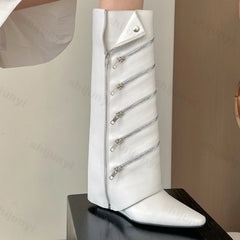 Lunivop Zipper Knee High Boots Women New Fashion Pointed Toe High Tube Knight Long Boots Autumn Winter Women Trouser Boots