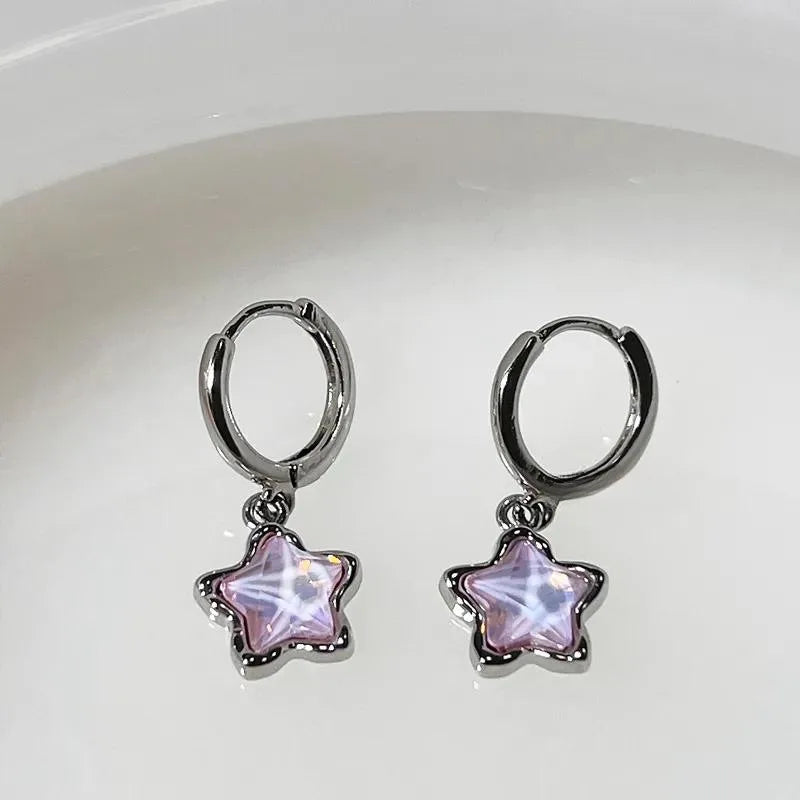 Lunivop Gothic Cute Dream Fairy Moonlight Stone Star Pendant Earrings For Egirl Y2K EMO 2000s Harajuku Goth Vintage Jewelry Accessories