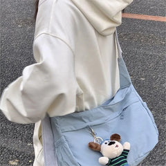 Lunivop  Japanese Harajuku Lightweight Crossbody Bag Women Multi Pocket Large Capacity Shoulder Bag Ladies Solid Color Waterproof Bag New