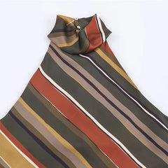 Lunivop  New Halter Tops Fashion Backless Stripe Elegant Crop Top Woman Sleeveless Asymmetry Short Tops For Women High Street Casual Tops