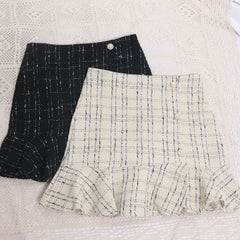 Lunivop  Autumn Winter Small Fragrance Plaid Skirts Y2k Aesthetic High Waist Spliced Lrregular Mermaid Short Skirt Korean Elegant Jupe