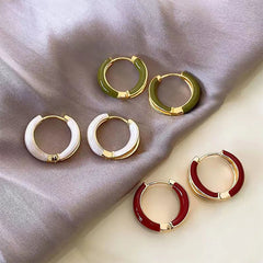 Lunivop New Trendy Simple Solid Color Hoop Earrings for Women Exquisite Copper Studs Niche Design Elegant Party Jewelry Girlfriend Gifts