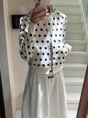 Lunivop  Women's Polka Dot Short Cardigan Korean Hooded Zipper Jacket Hoodie Top Women Clothing Sudaderas Para Mujer Y2k Clothes