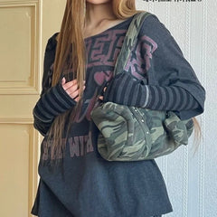 Lunivop   Expireirl Camouflage Leopard Print oulder Bag Faionable Underarm Bag with Star Design for Young Women Korean Sle