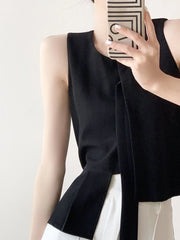 Lunivop  Fashion White Tanks Women Irregular Sexy Slim Sleeveless Tanks Tops Summer Korean Design Female Casual Elegant O Neck Tops