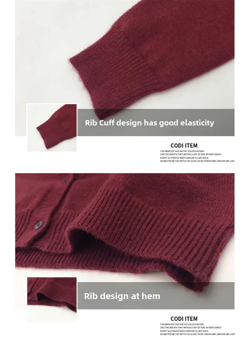 Lunivop Knitted Sweater Cardigan Loose-fit Warm Jacket Inner Wear Outer Korean Style Stylish Women's Top Core-spun Yarn