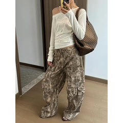 Lunivop Women's Camouflage Cargo Pants Baggy Vintage Y2k Parachute Pants Harajuku Oversize High Waist Wide Trousers 2000s Trashy Clothes
