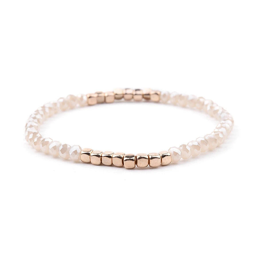 Lunivop 1Pcs Trendy Simple Crystal Beaded Bracelet for Women Elastic Adjustable Charm Bracelet Sweet Elegant Beach Party Jewelry Gifts
