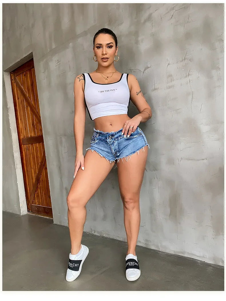 Lunivop New Summer Fashion Women's Denim Shorts European Style Stretch Ripped Style Wish Explosive Popular Shorts