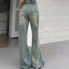 Lunivop  Blue Women's Jeans Hip-hop Fashion Vintage Streetwear Y2K Wide Leg Straight Jean High Waist Trouser Classic Baggy Denim Pants
