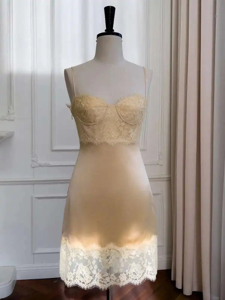 Lunivop Spring Summer New Lace Decoration Women Dress Spaghetti Strap Backless Sleeveless Bodycon Short Dresses Female