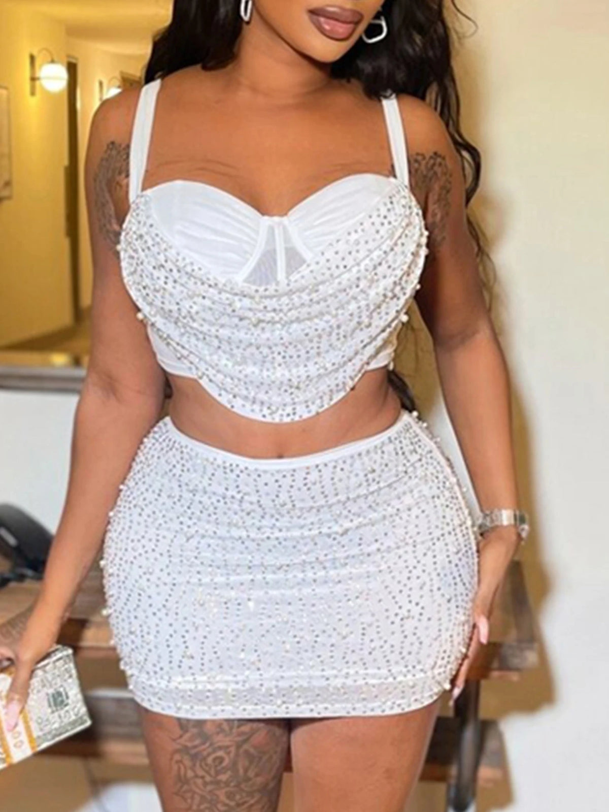 Lunivop  Sexy backless black rhinestone mini summer dress women bodycon night club birthday party dress sets evening dresses vestido