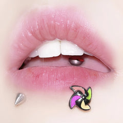 Lunivop 1pc Colorful Windmill Lip Stud Titanium Steel Cute Unique Dripping Oil Labret Piercing Ear Bone Cartilage Jewelry Girl Gifts