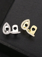 Lunivop  1pc Hollow Bar Zirconia Teeth Grillz, Personalized Hip Hop Style Fashion Nightclub Accessory, Unisex For Halloween