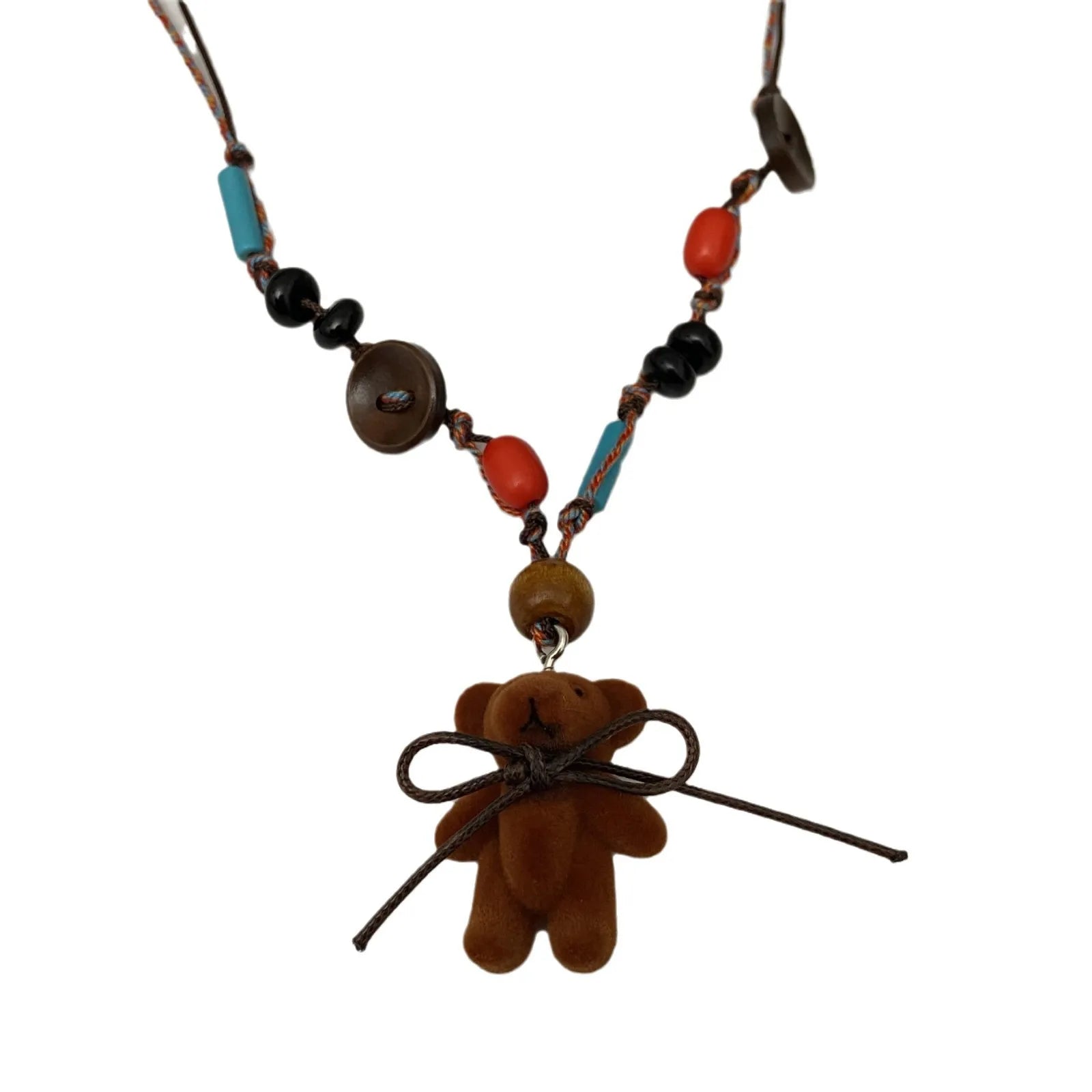 Lunivop Bow Bear Button Pendant Necklace