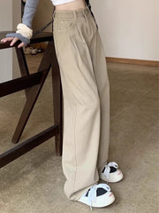 Lunivop  Woman High Waist Straight Leg Jeans Lady Loose Denim Wide Leg Pants Girls Korean Khaki Retro Blue Light Blue Gray White Trousers