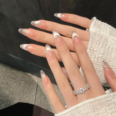 Lunivop  10Ppcs Handmade Press on Nails Women Purple Cat Eye Fake Nails with Glue Spring Summer Mid-Length Girls Aesthetic false Nails