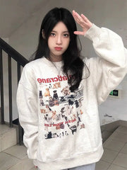 Lunivop Autumn And Winter New Millennium Wind Hoodie Cute Pattern Print Loose Type Hoodie Sweet Wind Y2k Hoodie Top