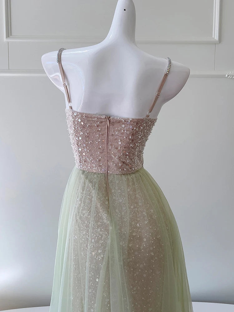 Lunivop  Fashion Women Suspender Dress Diamonds Sleeveless Gradient Female Elegant Girdling Party Dress New Tide