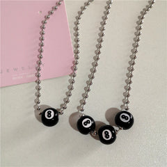 Lunivop Kpop Fashion Vintage Black 8 Billiard Ball Pendant Beads Necklace For Women Men Hip Pop Punk Grunge Jewelry Y2k 90s Accessories