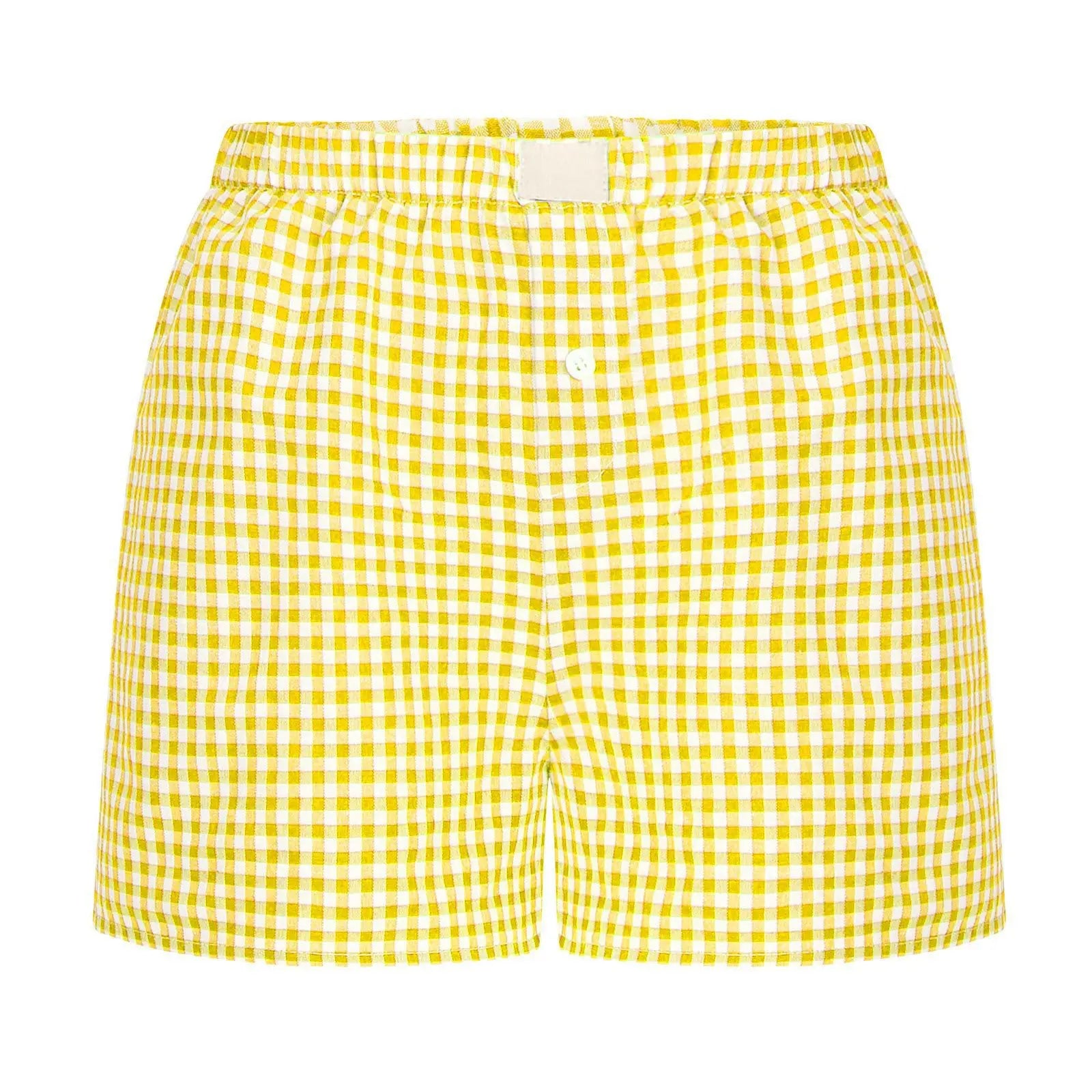 Lunivop Shorts for Women Teen-girls Elastic Waistband Pull-on Red Blue Plaid Shorts Outfit Casual Lounge Summer Shorts