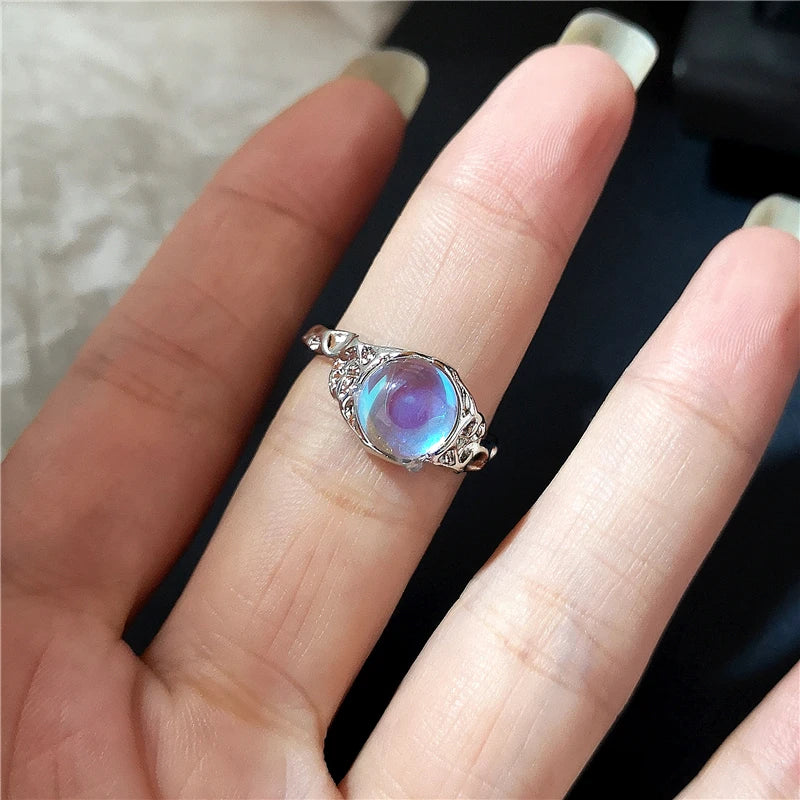 Lunivop Kpop Fashion Y2K Crystal Heart Adjustable Ring Irregular Geometry Punk Vintage Rings For Women Girls Cute Jewelry Accessories