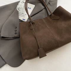 Lunivop Elegant Faux Suede Handbags Women England Style Solid Casual Totes Large Capacity Designer Shoulder Bags Lady Retro Female Bags